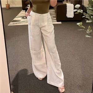 Elegant White Linen Wide-Leg Pants